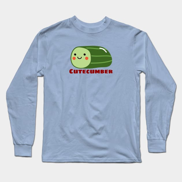 Cutecumber - Cute Cucumber Pun Long Sleeve T-Shirt by Allthingspunny